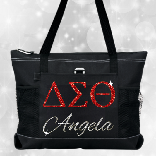 Delta Sigma Theta Bag - Personalized Tote Bag - Glitter