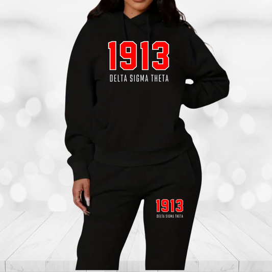 Delta Sigma Theta Jogger Sweatsuit - Block Text