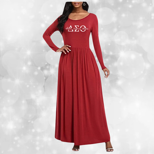 Delta Sigma Theta Long Sleeve Pocket Dress - RED