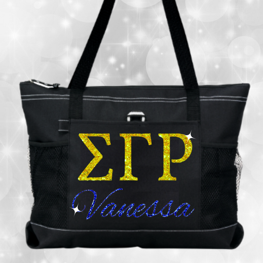 Sigma Gamma Rho Bag - Personalized Tote Bag - Glitter