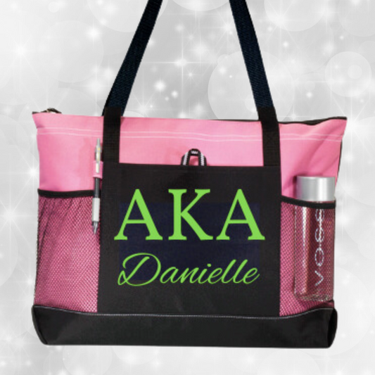 Alpha Kappa Alpha Bag - Personalized Tote Bag - Pink