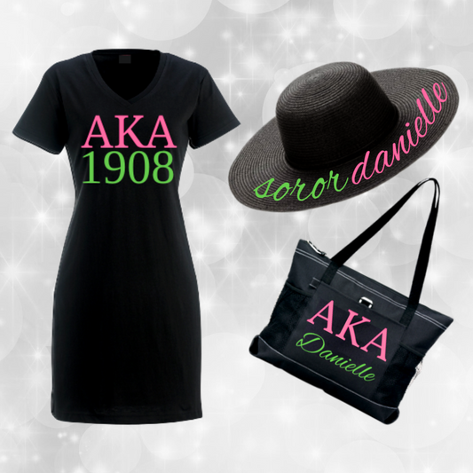 Alpha Kappa Alpha Beach Bundle - Black 3pc Set