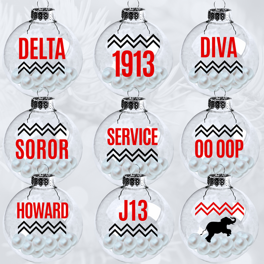 Delta Sigma Theta - Christmas Ornament Set of 9 - 2.5" Pearl Filled