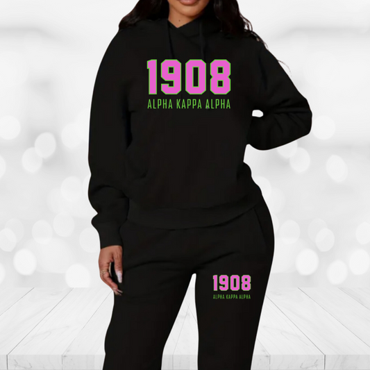 Alpha Kappa Alpha Jogger Sweatsuit - Block Text