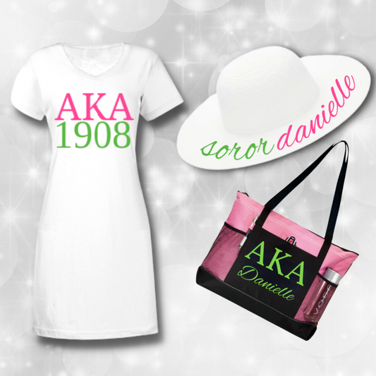 Alpha Kappa Alpha Beach Bundle - White 3pc Set