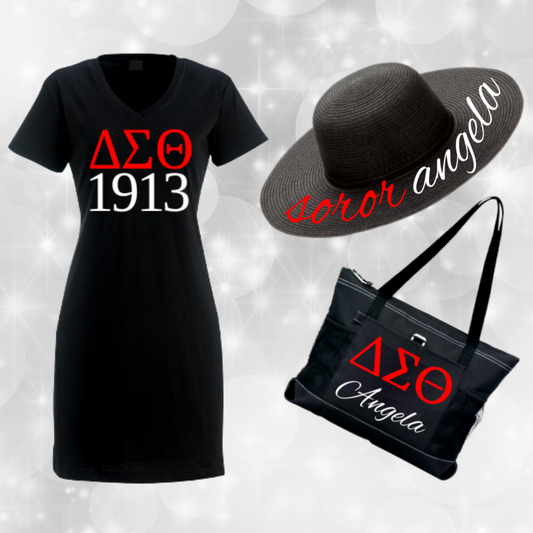 Delta Sigma Theta Beach Bundle - Black 3pc Set