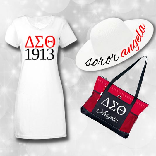 Delta Sigma Theta Beach Bundle - White 3pc Set