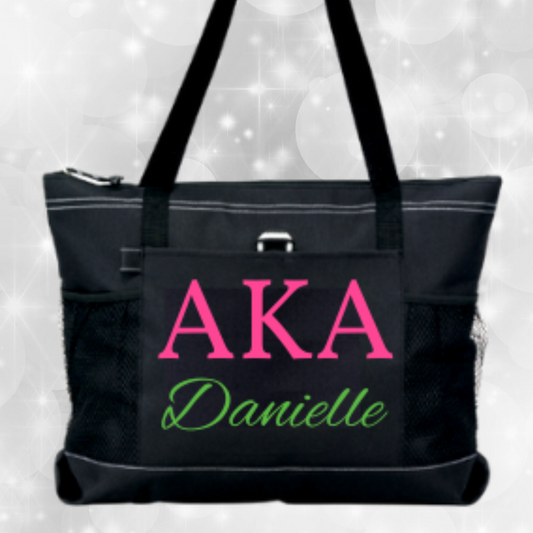 Alpha Kappa Alpha Bag - Personalized Tote Bag - Black