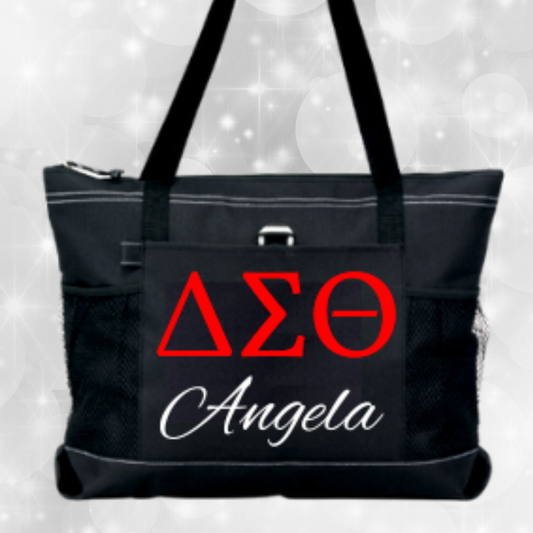 Delta Sigma Theta Bag - Personalized Tote Bag - Black