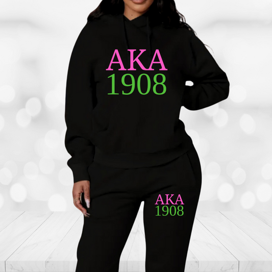 Alpha Kappa Alpha Jogger Sweatsuit - Stacked Text