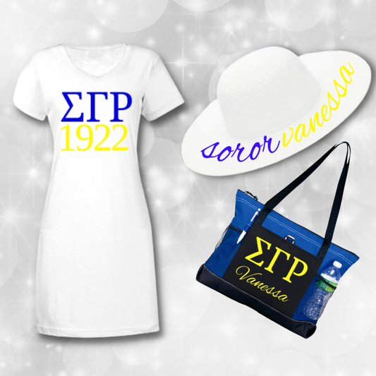 Sigma Gamma Rho Beach Bundle - White 3pc Set